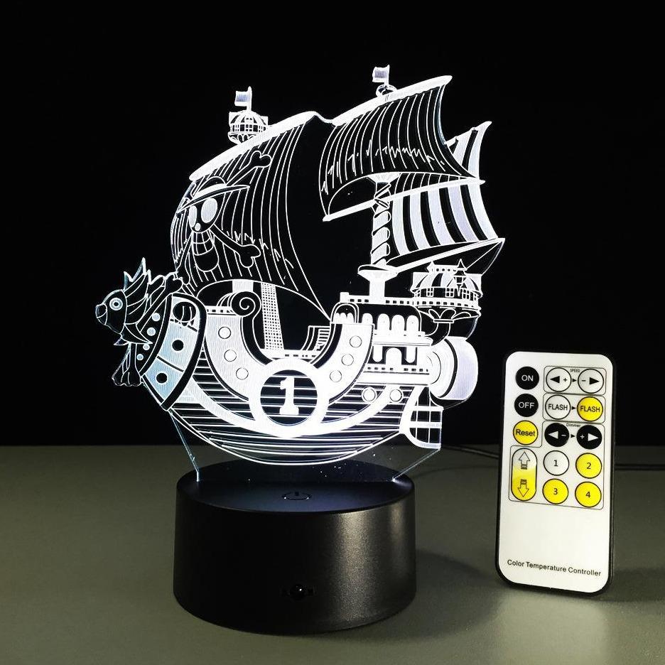 One Piece Thousand Sunny Ship LED Lampe Figure ANM0608 Télécommande + Tactile Officiel One Piece Merch