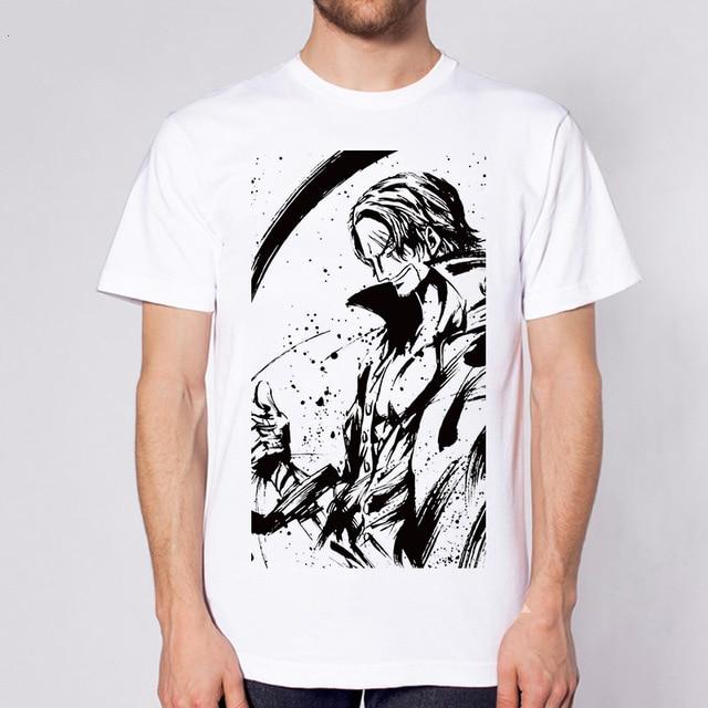 One Piece T-Shirt Noir & Blanc Cheveux Rouges Shanks ANM0608 S Officiel One Piece Merch