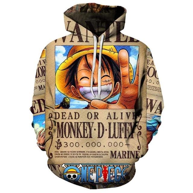 One Piece Monkey D. Luffy Dead or Alive Poster Hoodie ANM0608 M Official One Piece Merch