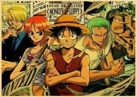 One Piece poster Luffy, Zoro, Sanji, Usopp, Nami wanted OMS0911