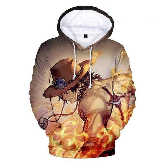 Ace One Piece sweatshirt with Burning Fists OMS0911