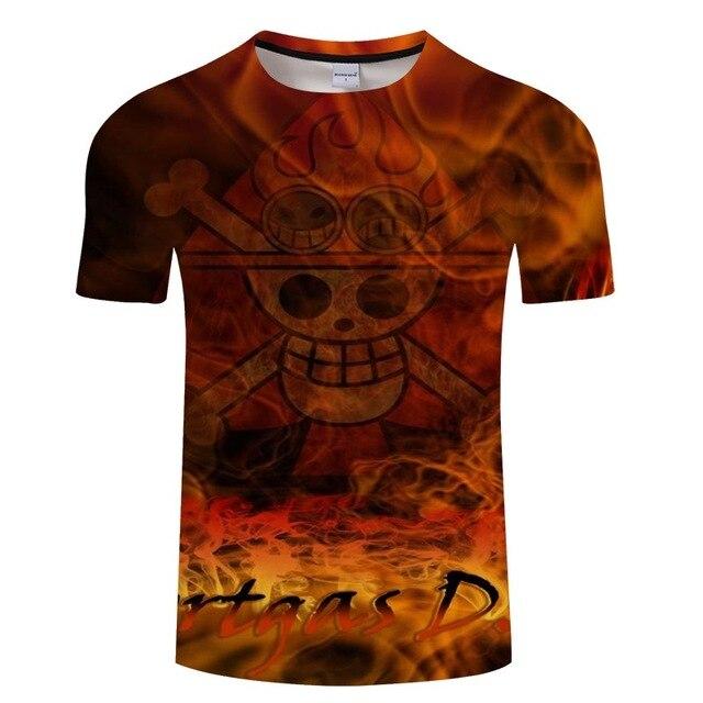 Ace's Emblem One Piece T-Shirt with Burning Fists OMS0911