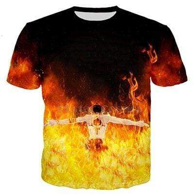 Ace's Burning Pirate Portgas One Piece T Shirt OMS0911