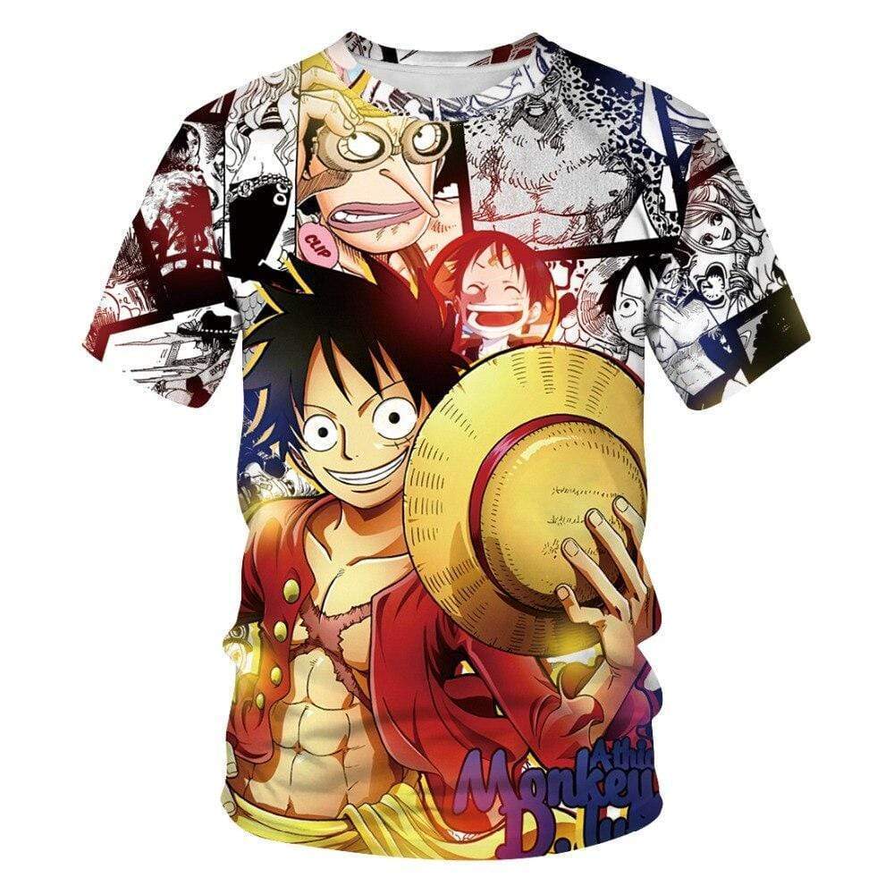 One Piece T Shirt Mugiwara No Luffy Manga Style OMS0911
